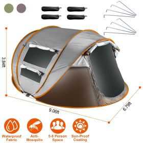 Pop Up  Automatic  Tent with 4 Mosquito Net (Type: Khaki_5_8Person_Standard)