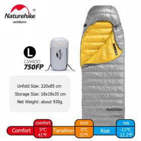 Naturehike Sleeping Bag Lightweight Goose Down (Color: Grey L - Goose)