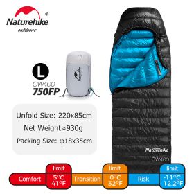 Naturehike Sleeping Bag Lightweight Goose Down (Color: Black L - Goose)