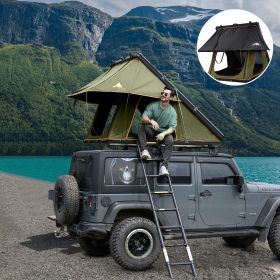 Adventurer Rooftop Tent Hardshell with Luggage Racks (Color: Olive Green)