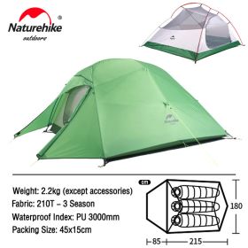 Naturehike Cloud Up 1 2 3 People Tent Ultralight (Color: 3 Person Green)