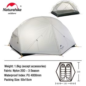 Naturehike Mongar 2 Tent 2 Person Backpacking Tent (Color: 20D - Gray)