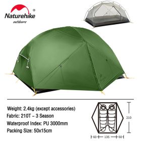 Naturehike Mongar 2 Tent 2 Person Backpacking Tent (Color: 210T - Forest Green)