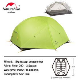 Naturehike Mongar 2 Tent 2 Person Backpacking Tent (Color: 20D - Green)