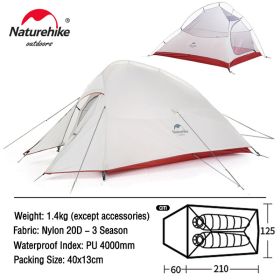 Naturehike Upgraded Cloud Up 2 Ultralight Tent (Color: 20D - Gray)