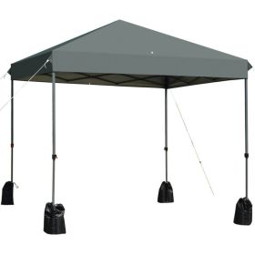 8 x 8 Canopy Tent with Portable Roller Bag and Sand Bags (Color: Gray)