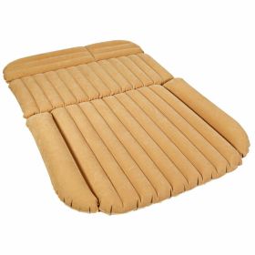 Inflatable SUV Air Backseat Mattress Travel Pad with Pump (Color: Camel)