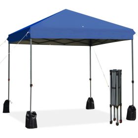 8 x 8 Canopy Tent with Portable Roller Bag and Sand Bags (Color: Blue)