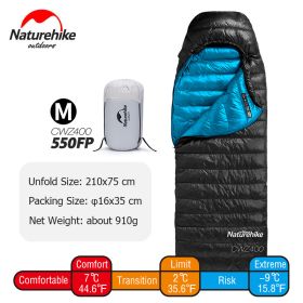 Naturehike Goose Down Sleeping Bag; Waterproof (Color: 550FP Black - M)