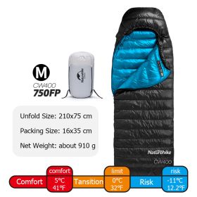 Naturehike Goose Down Sleeping Bag; Waterproof (Color: 750FP Black - M)