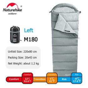 Naturehike Winter Sleeping Bag Ultralight (Color: Grey - M180-Left)