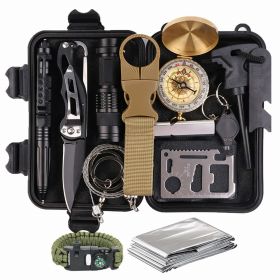 14-In-1 Emergency Survival Kit; Tactical Gear Case Set Box (Default: Default)